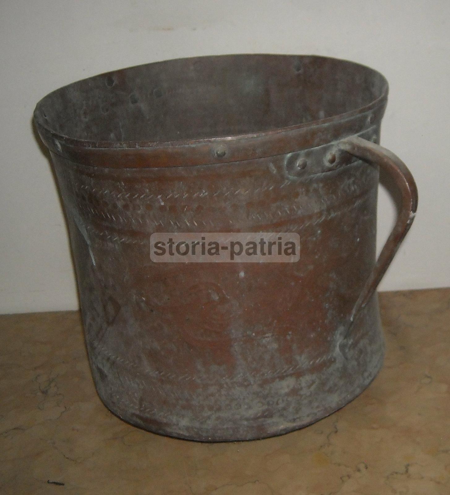 Antico Artistico Contenitore, Per Trasporto Acqua, Italia Meridionale, Abruzzo, Rame immagine 1