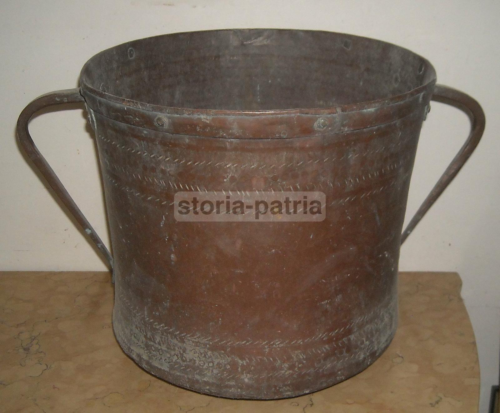 Antico Artistico Contenitore, Per Trasporto Acqua, Italia Meridionale, Abruzzo, Rame immagine 2