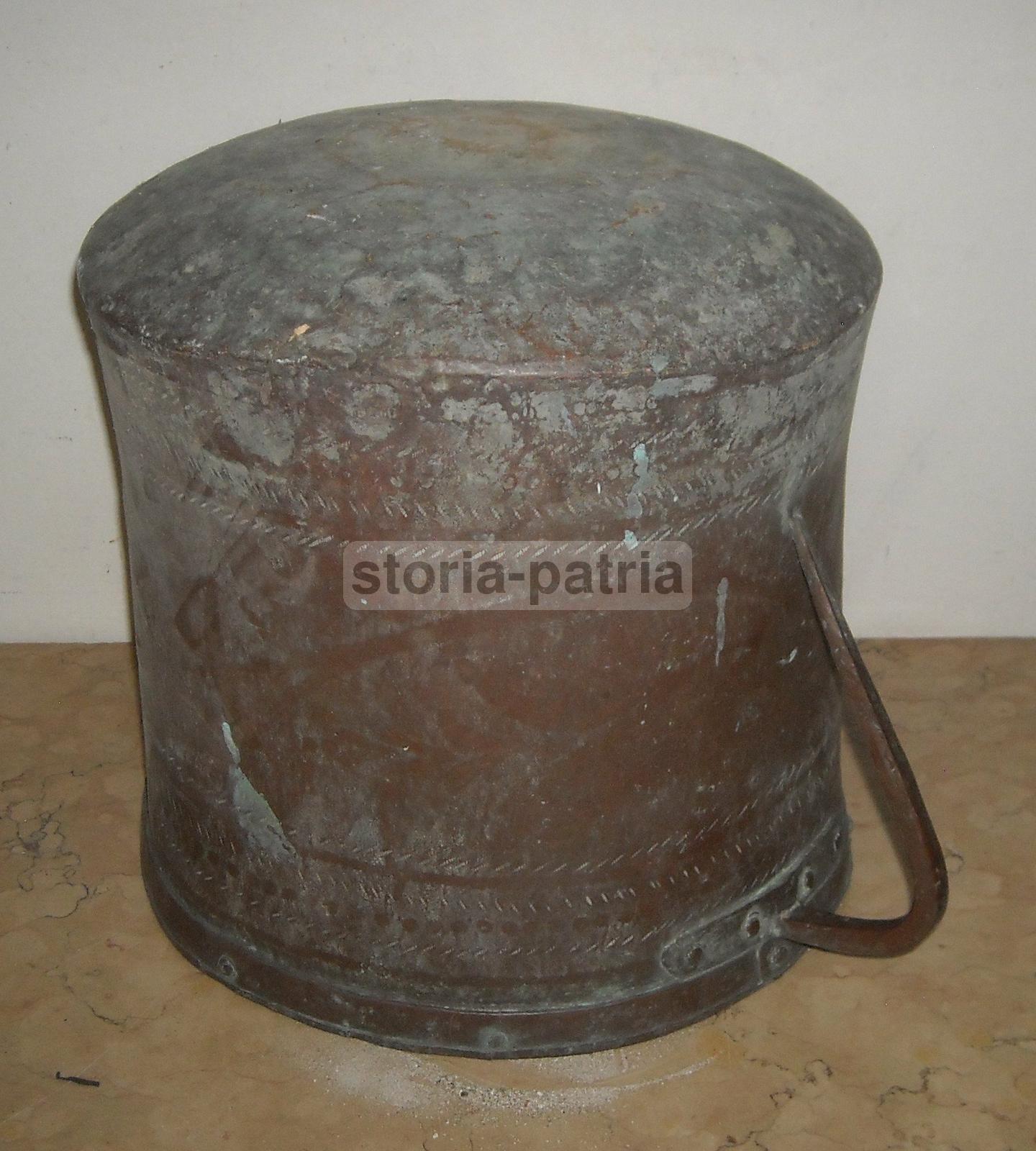 Antico Artistico Contenitore, Per Trasporto Acqua, Italia Meridionale, Abruzzo, Rame immagine 5