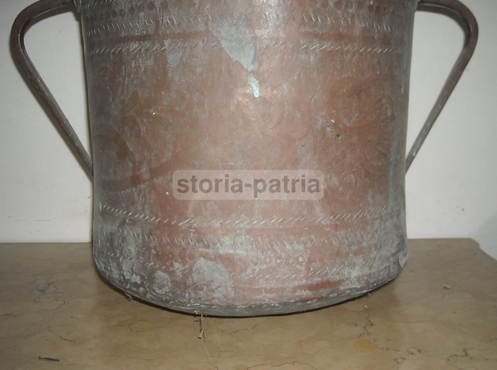 Antico Artistico Contenitore, Per Trasporto Acqua, Italia Meridionale, Abruzzo, Rame immagine 10