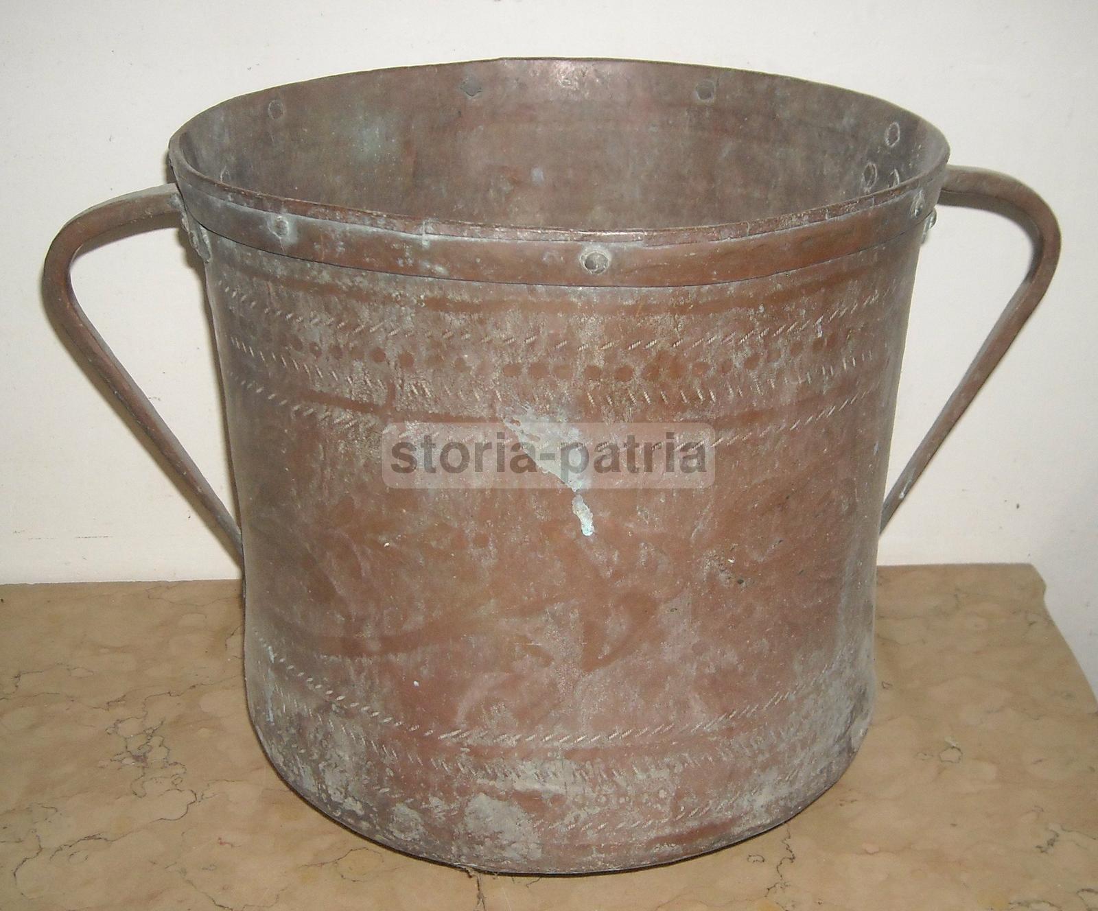 Antico Artistico Contenitore, Per Trasporto Acqua, Italia Meridionale, Abruzzo, Rame immagine 15