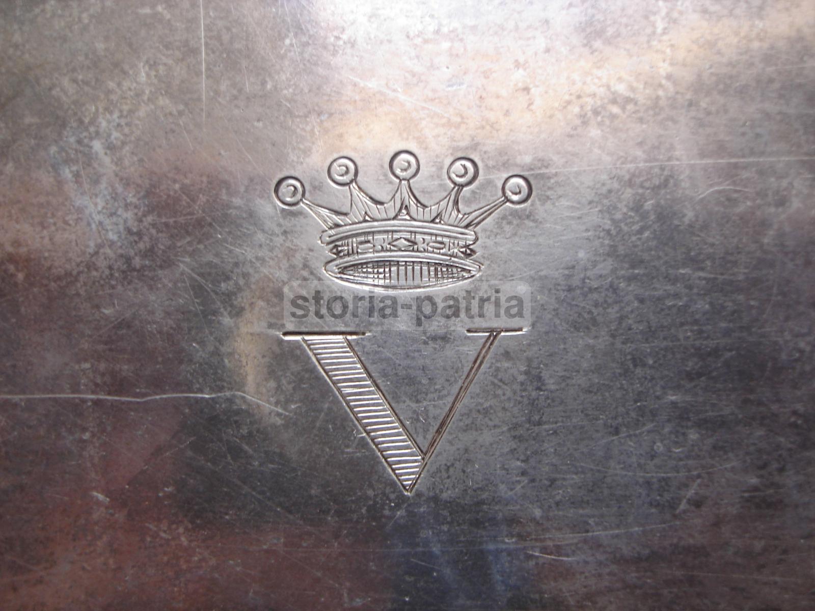 Araldica, Interessante Argenteria Di Famiglia, Decorativo Piatto Ovale, V Coronata immagine 21