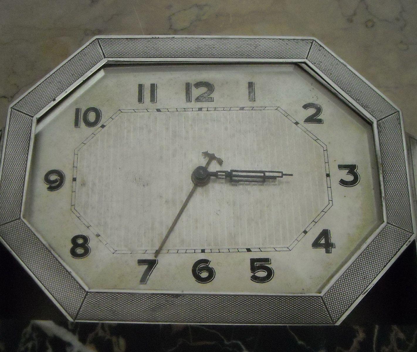 Art Deco, Pregevole Antico Orologio, Argenteria d'Epoca, Design, Decorativo, Utile immagine 5