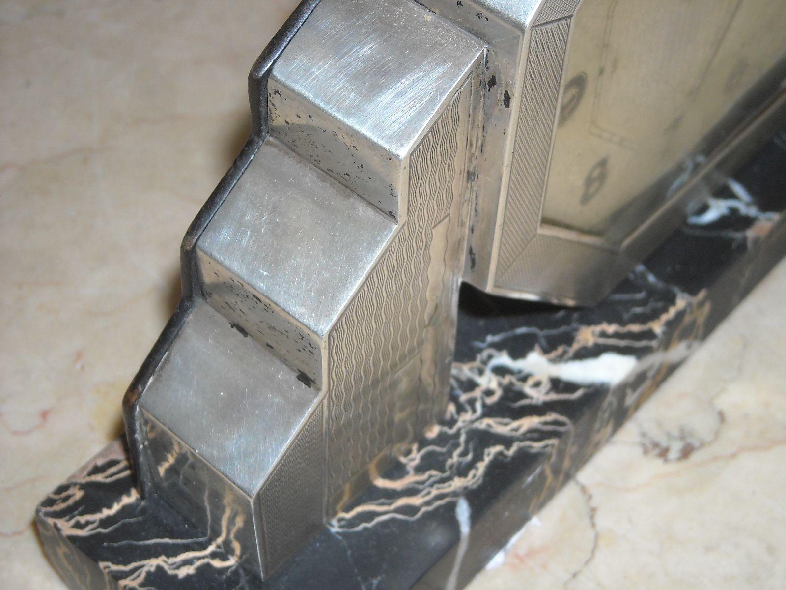 Art Deco, Pregevole Antico Orologio, Argenteria d'Epoca, Design, Decorativo, Utile immagine 6