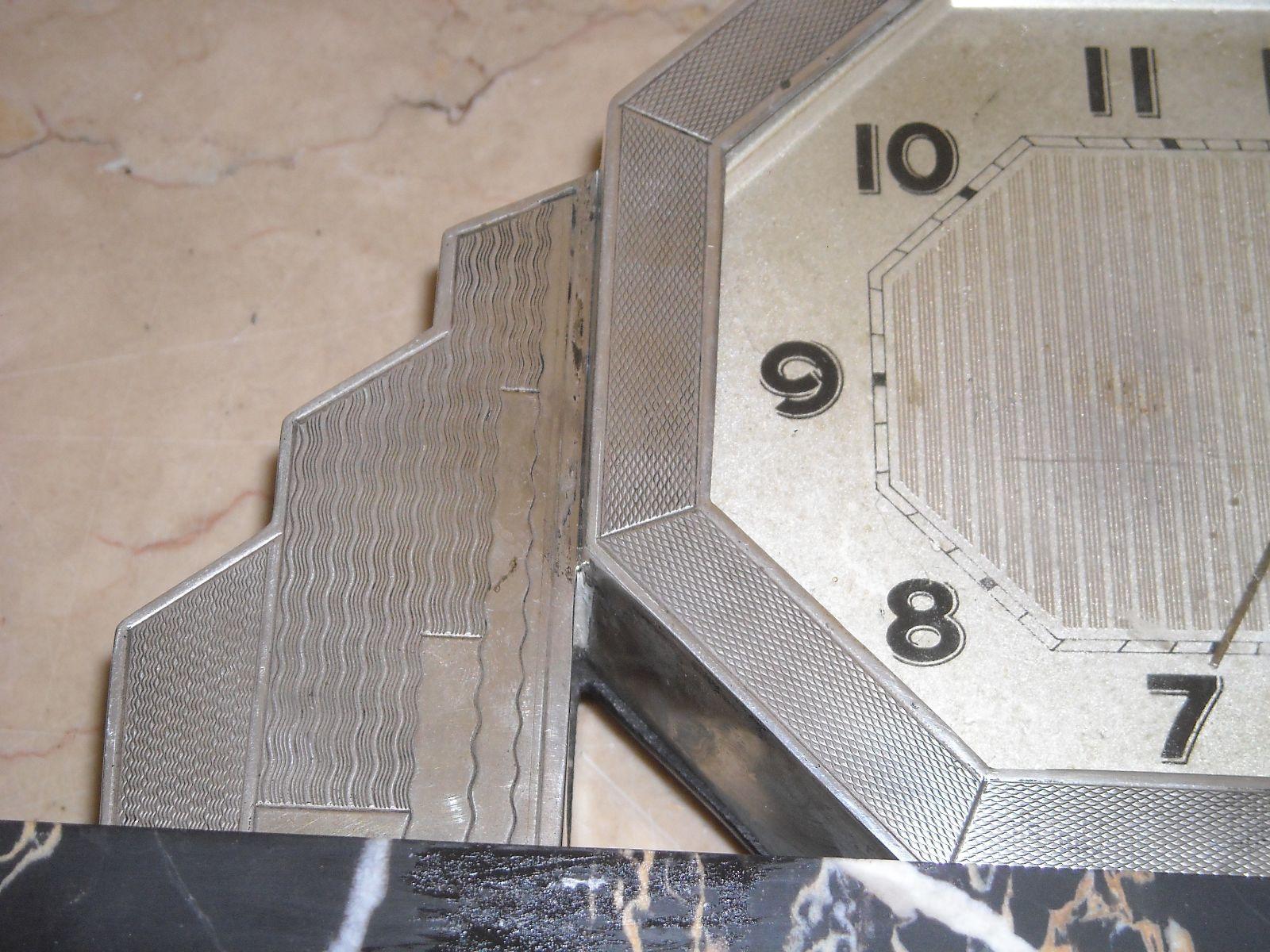 Art Deco, Pregevole Antico Orologio, Argenteria d'Epoca, Design, Decorativo, Utile immagine 9