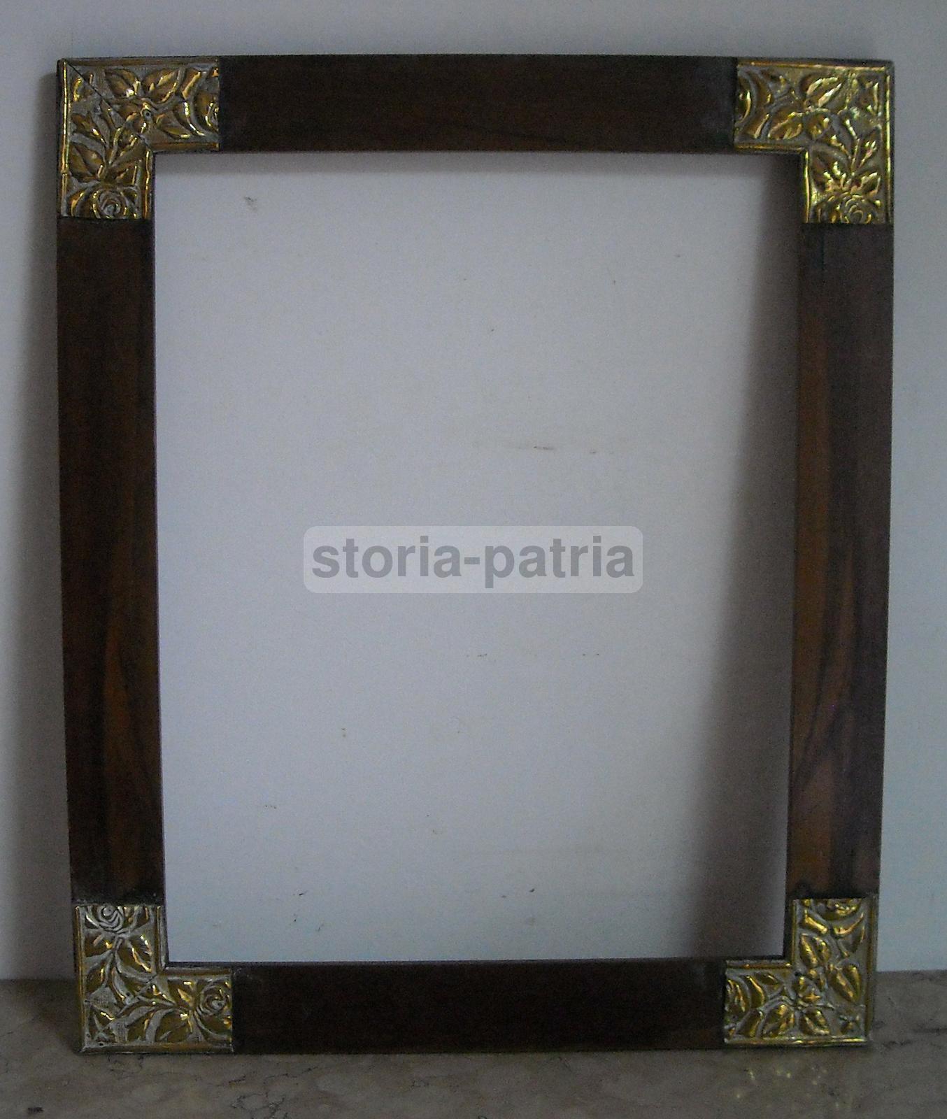 Decorativa Antica Cornice, In Legno Con Applicazioni Floreali, Sbalzi Metallici immagine 4