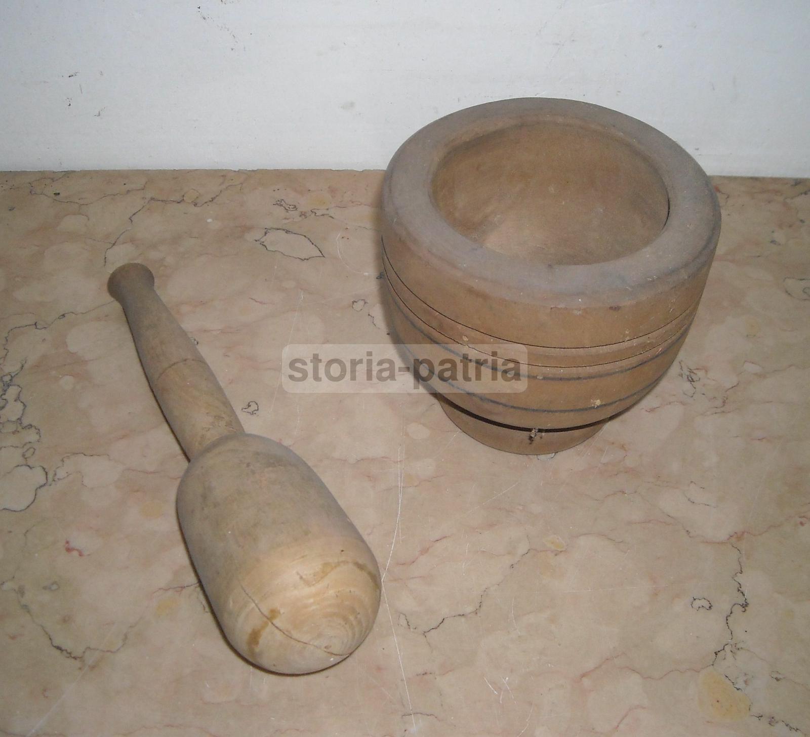 Farmacia, Erboristeria, Preparati Galenici, Cucina, Antico Mortaio Legno, Decorativo immagine 4