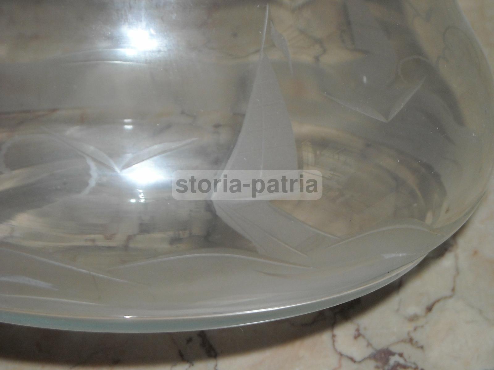 Graziosa Ciotola In Vetro, Con Decorazione Incisa, Marina Con Barca A Vela, Utile immagine 6