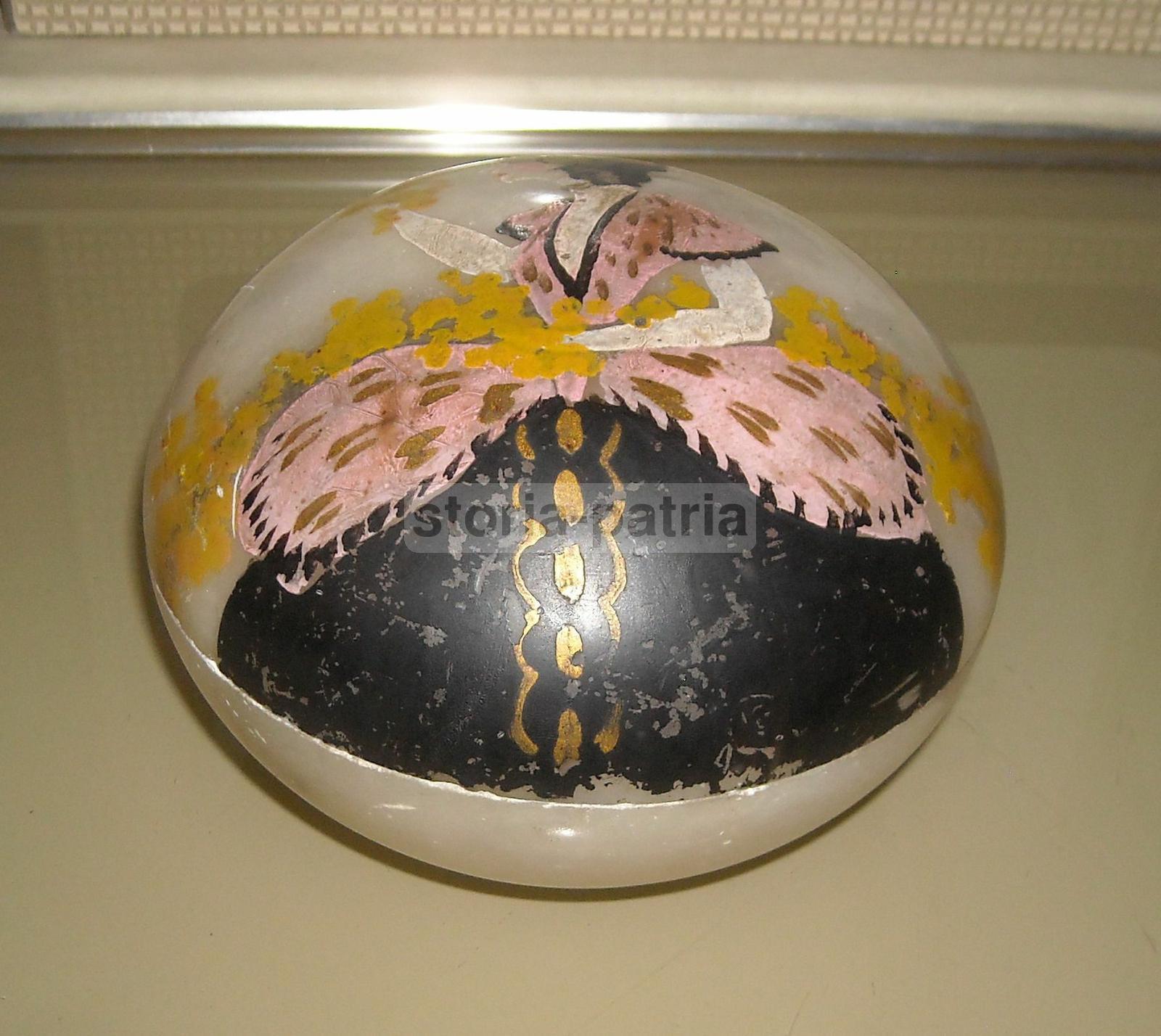 Grazioso Artistico Soprammobile, Figura Liberty, Dama Dipinta Su Boccia, Decorativa immagine 1