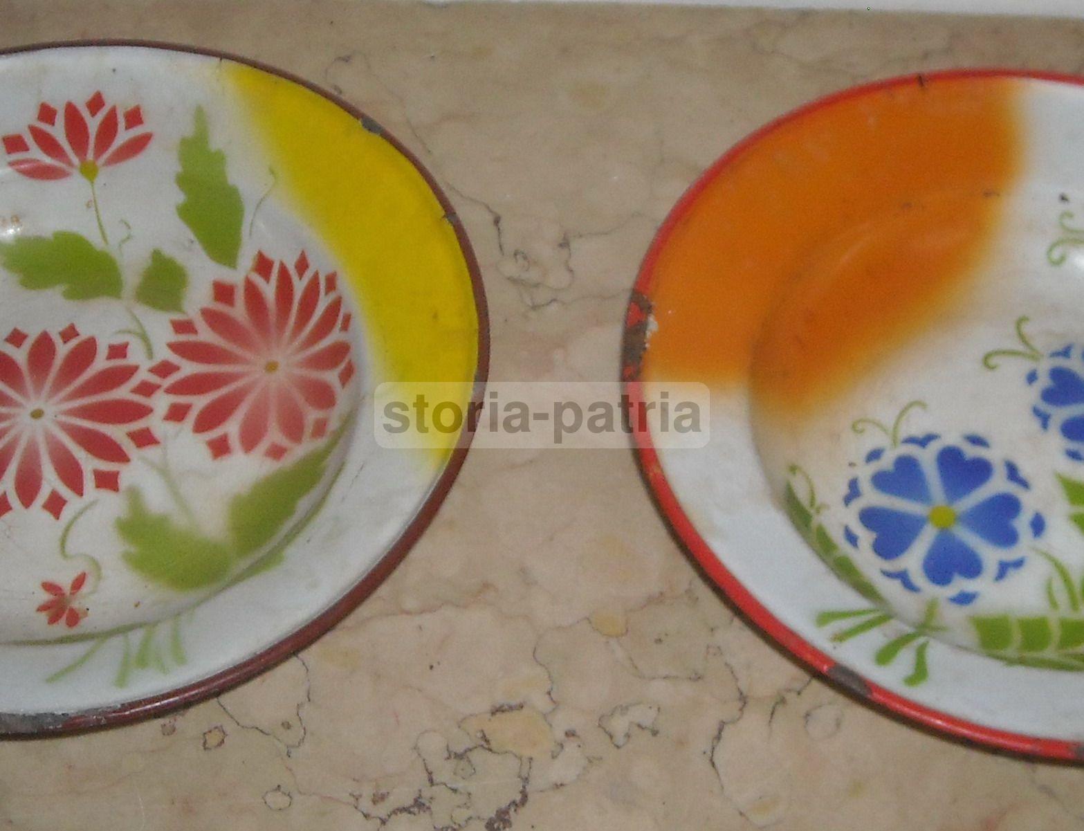 Modernariato, Design, Decorativi Piatti Aerografati, Bella Grafica Floreale, d'Epoca immagine 2