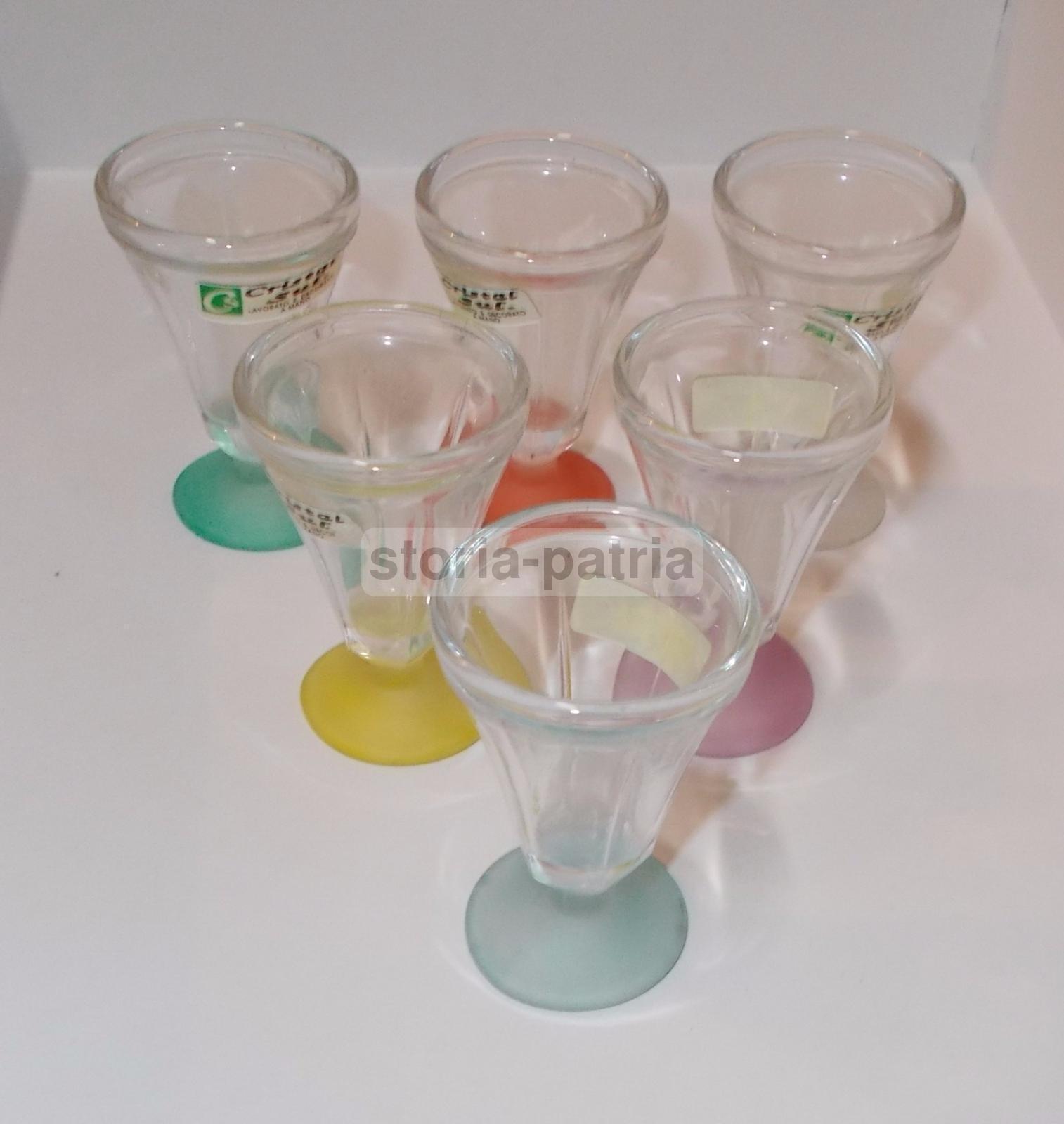 Modernariato, Soprammobili d'Epoca, Sei Bicchierini, Per Liquori O Rosolio, Colorati immagine 2