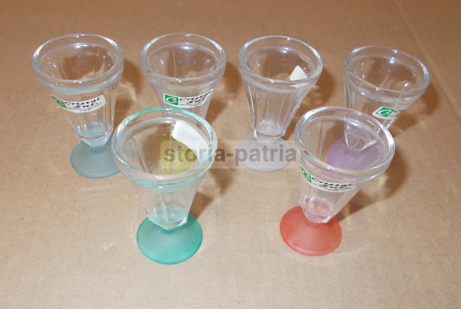 Modernariato, Soprammobili d'Epoca, Sei Bicchierini, Per Liquori O Rosolio, Colorati immagine 3