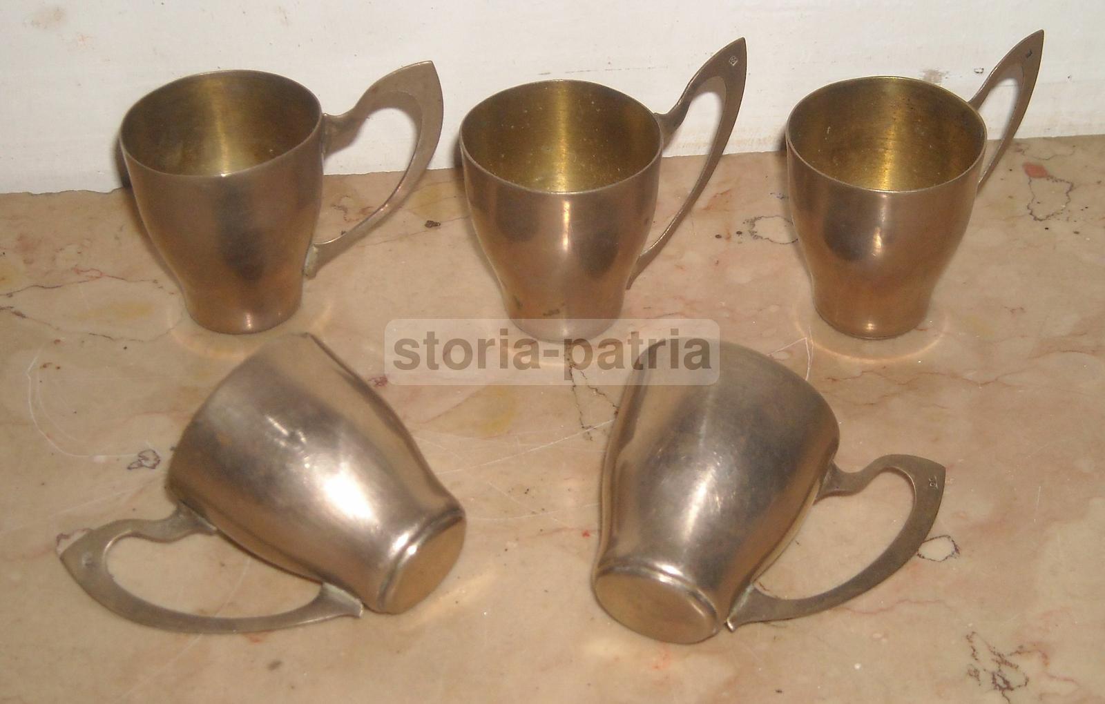 Modernariato, Soprammobili d'Epoca, Sei Graziosi Bicchierini Da Liquore, Argentati immagine 1