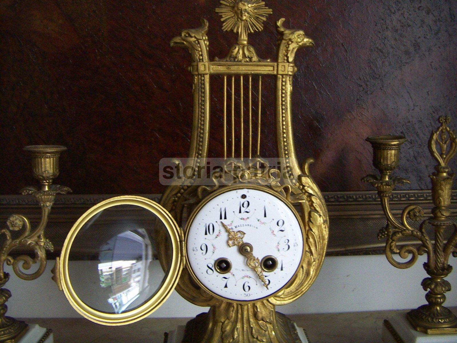 Napoli, Milano, Orologeria Mazzarella, Decorativo Orologio Da Tavolo, d'Epoca, Raro immagine 6