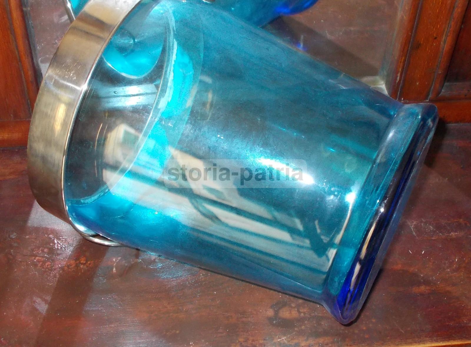 Vetri Da Collezione, Decorativo Vaso, Vetro Azzurrino, Secchiello Con Manici, Utile immagine 8